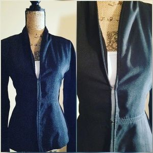 Black Hooked Blazer Waist Length